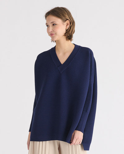 Jersey Canalé cuello pico navy Paisie London