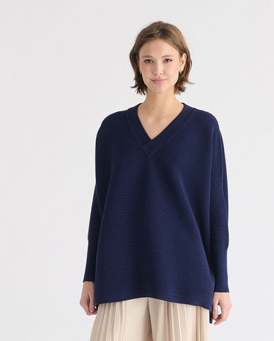 Jersey Canalé cuello pico navy Paisie London