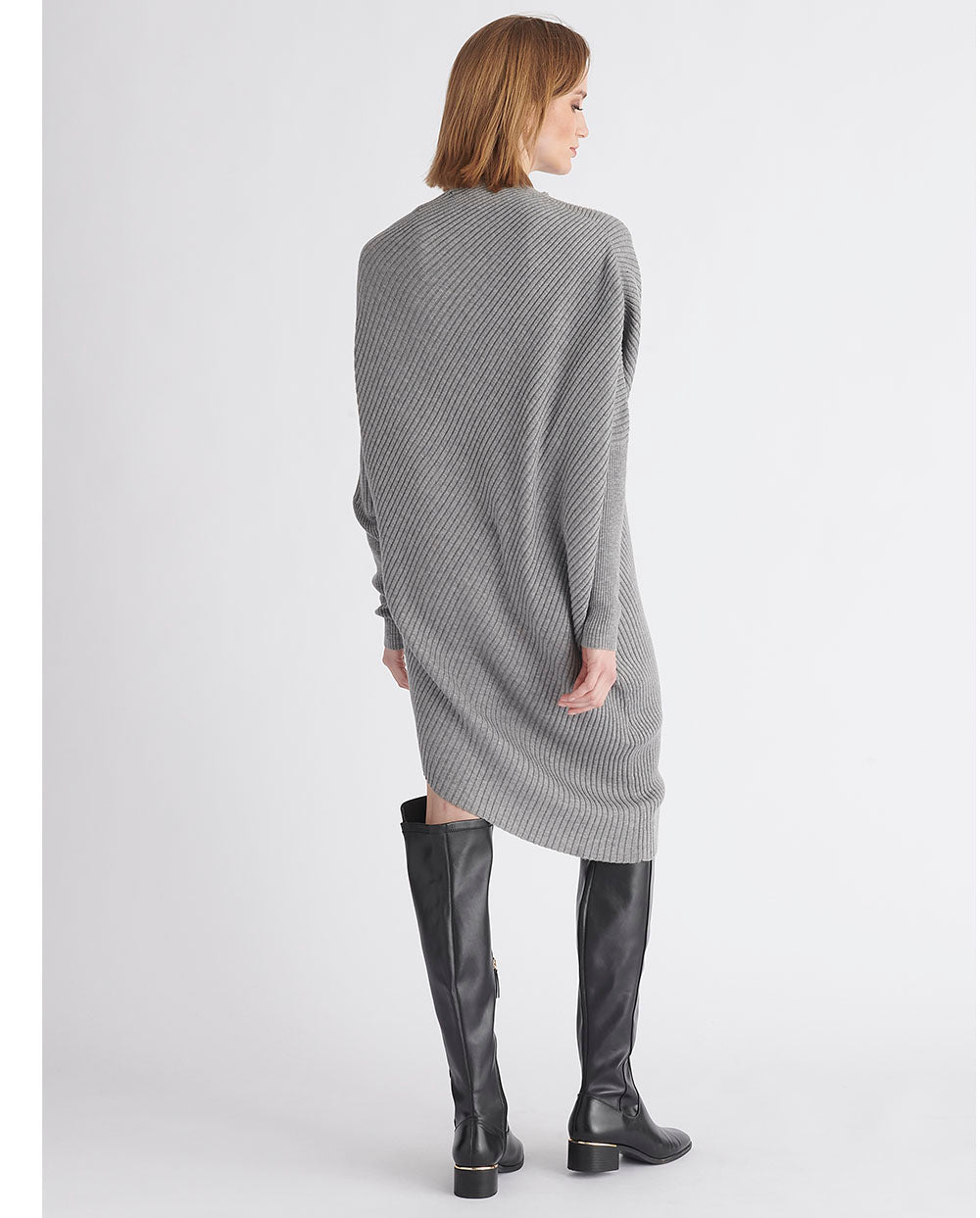 Vestido jersey drapeado gris Paisie London