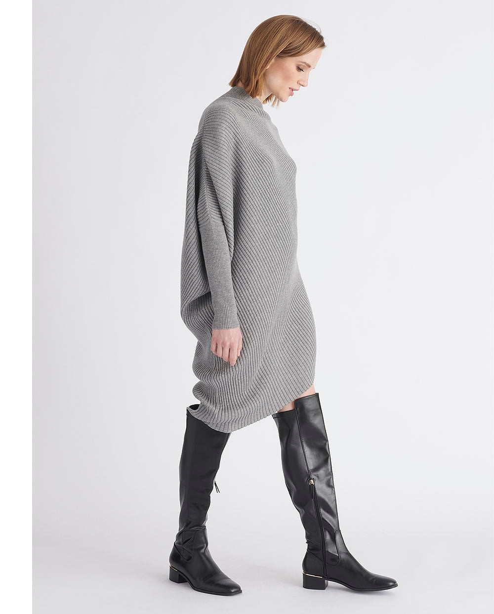 Vestido jersey drapeado gris Paisie London