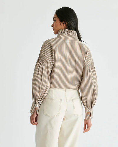 Camisa mangas rayas caqui Paisie