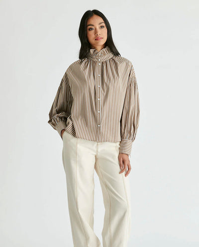 Camisa mangas rayas caqui Paisie