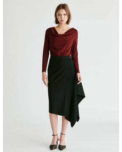 Falda punto drapeado negro Paisie London