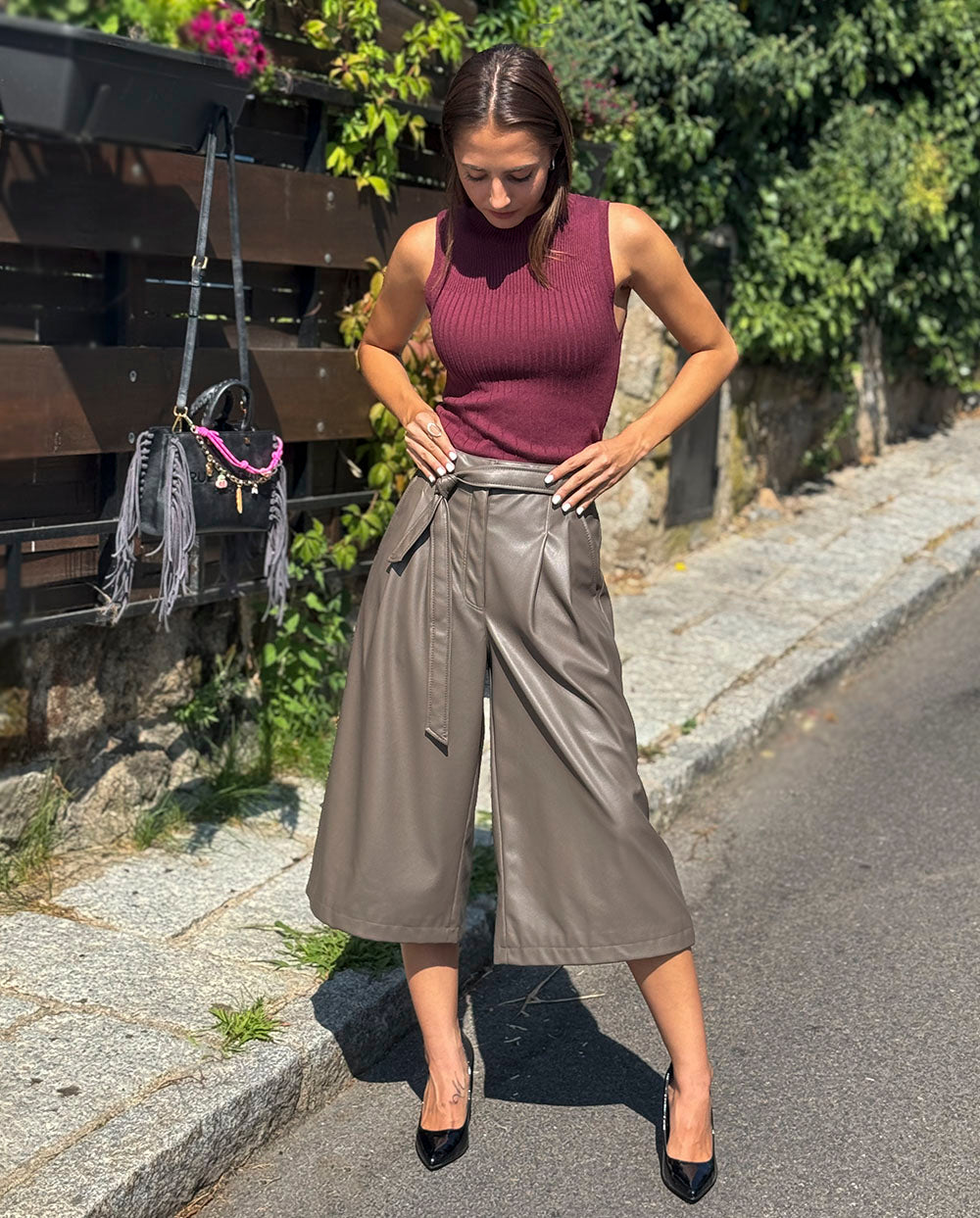 Pantalón culotte piel vegana gris Praline Urban Code