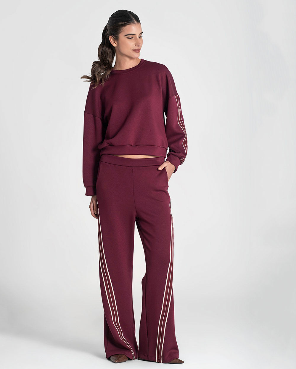 Pantalón granate raya vertical Rüga