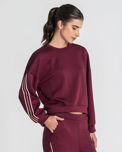 Sudadera cuello redondo borgoña Rüga