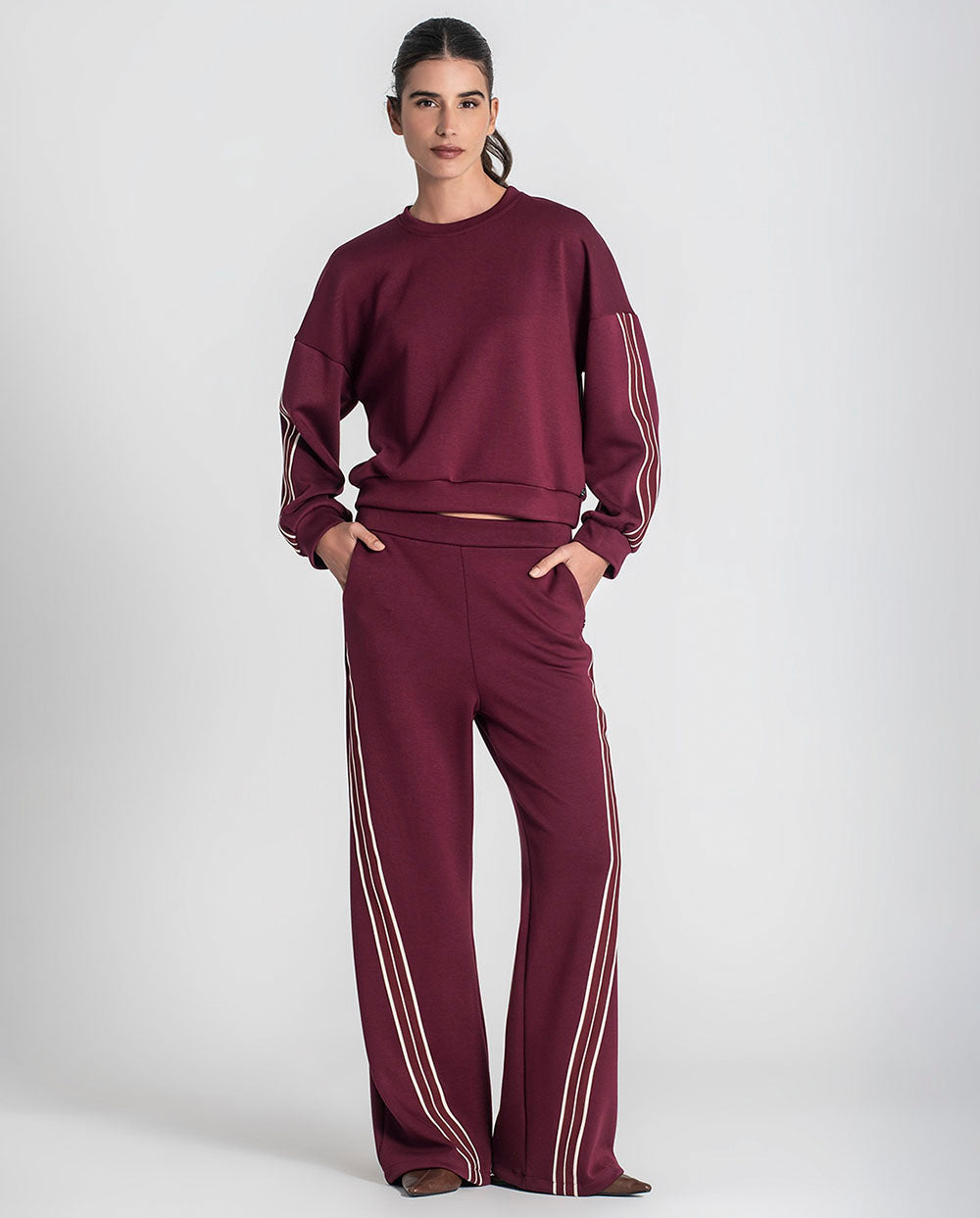 Pantalón granate raya vertical Rüga