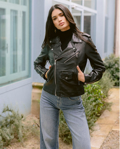 Chaqueta Biker piel negra Piti Cuiti