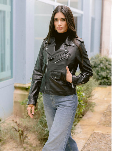 Chaqueta Biker piel negra Piti Cuiti