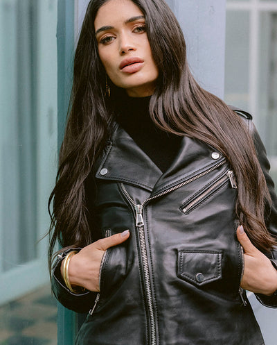Chaqueta Biker piel negra Piti Cuiti