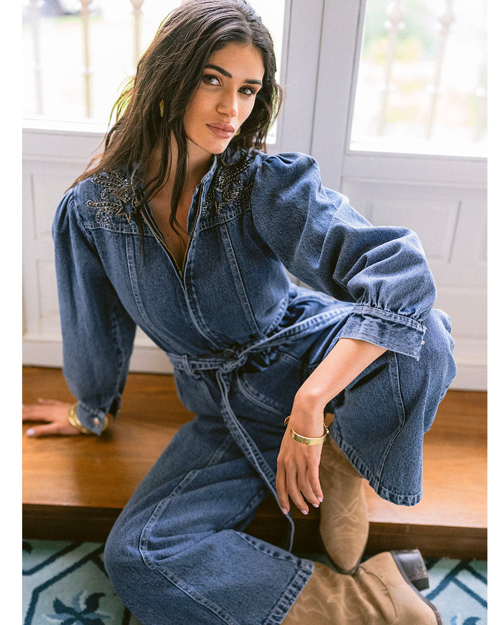 Mono denim Floral cosmos Piti Cuiti