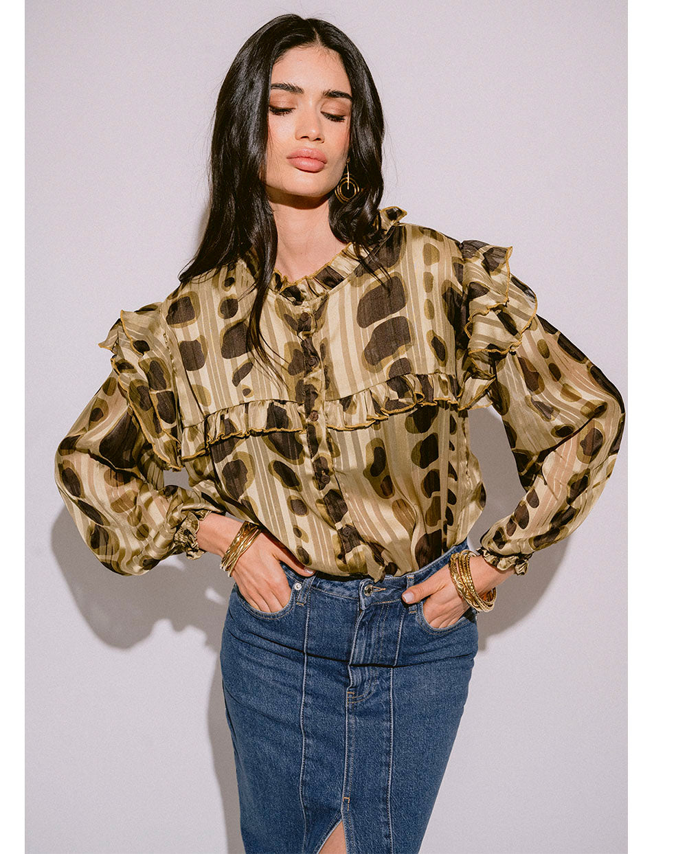 Blusa Volantes Lili Green Piti Cuiti