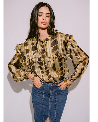 Blusa Volantes Lili Green Piti Cuiti