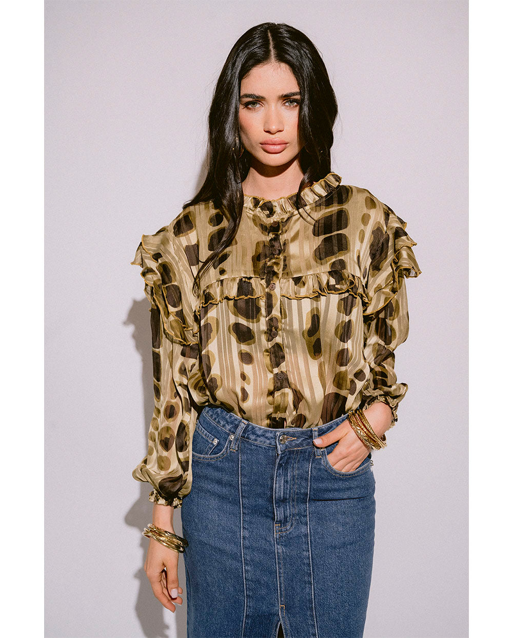 Blusa Volantes Lili Green Piti Cuiti