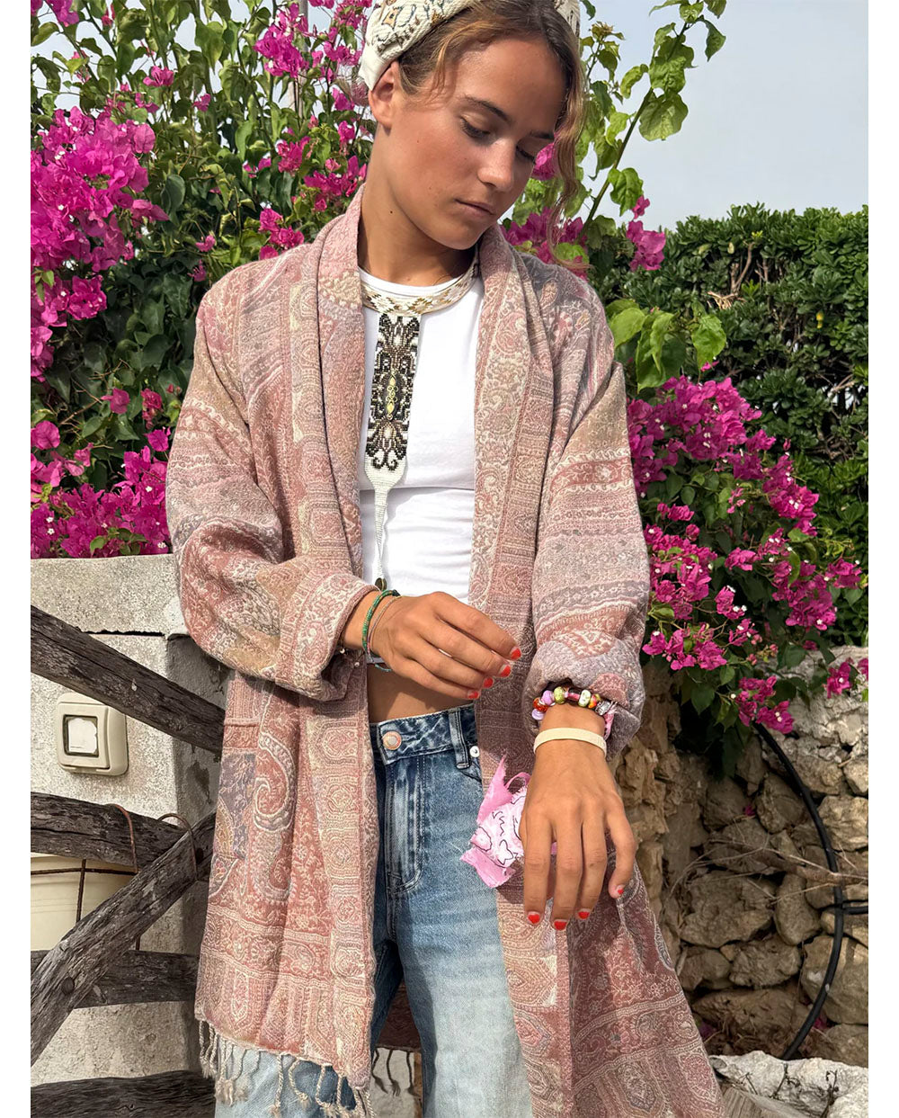 Chaqueta lana reversible rosa Poc a Poc