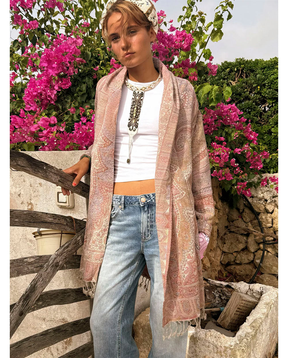 Chaqueta lana reversible rosa Poc a Poc