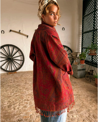 Chaqueta lana reversible rojo Poc a Poc