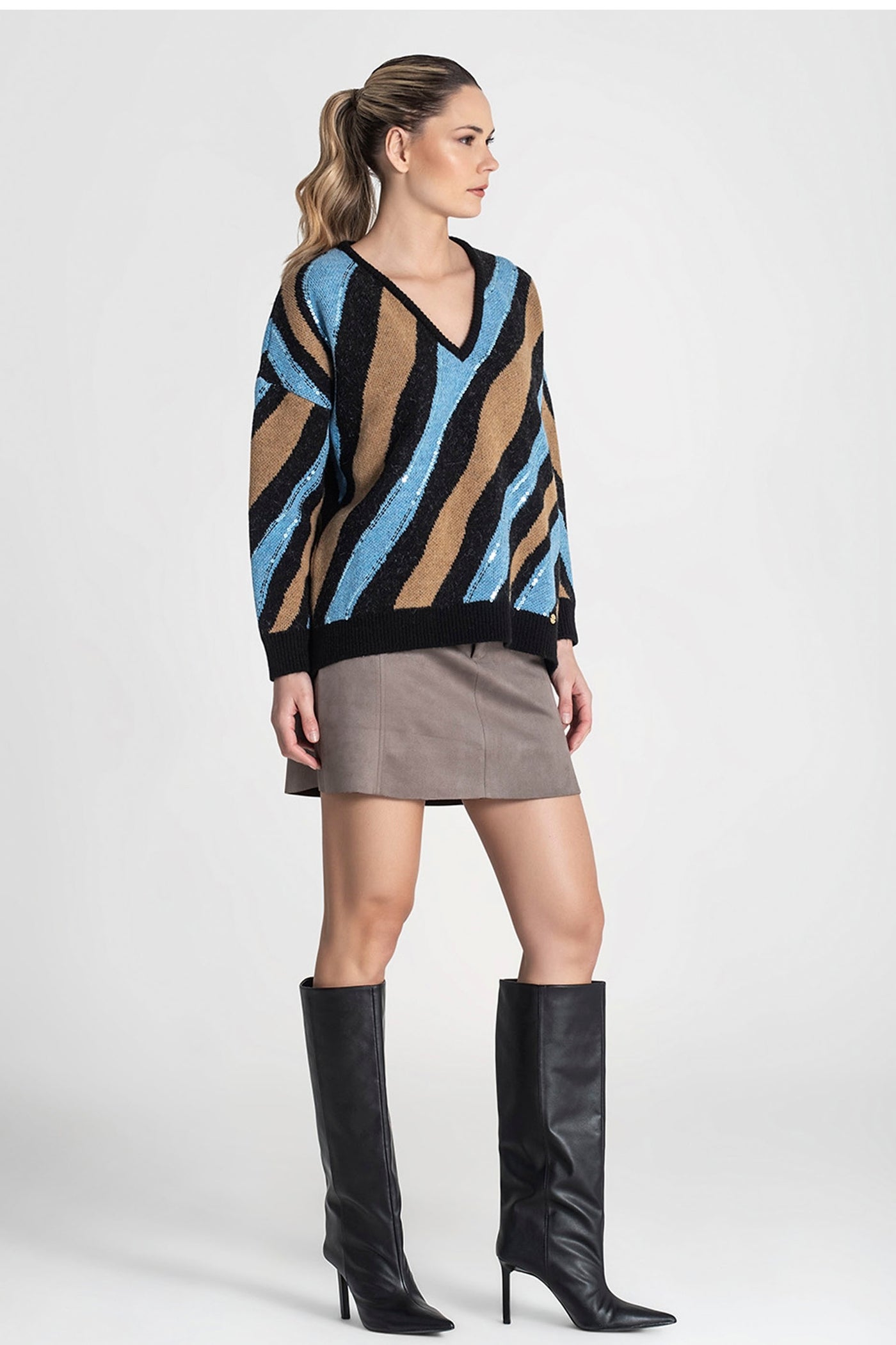Jersey animal print lentejuelas azul Rüga
