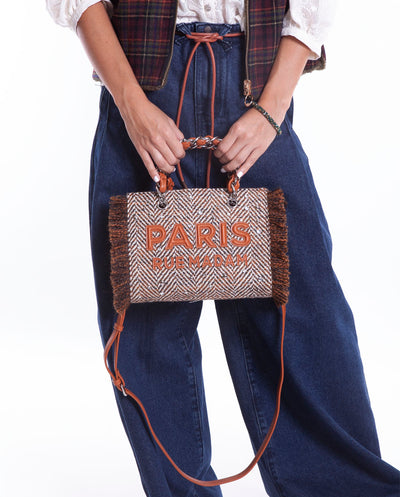 Bolso Mini Tote Harris textura lana cognac Rue Madam Paris