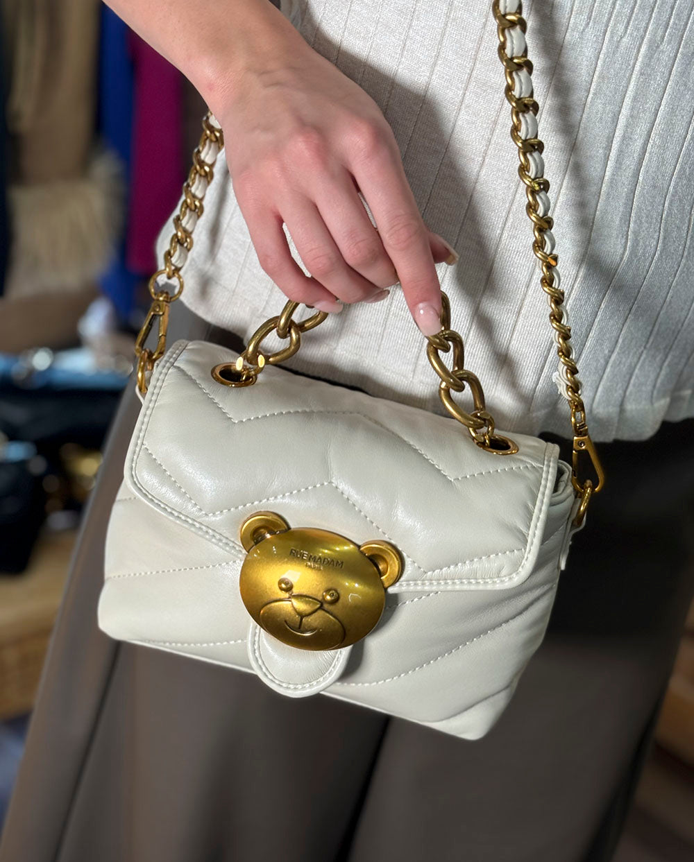 Bolso bandolera Puffy crema XS Rue Madam Paris