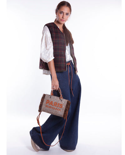 Bolso Mini Tote Harris textura lana marrón Rue Madam Paris