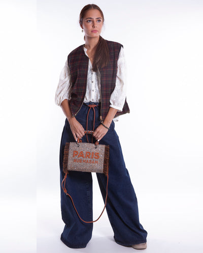 Bolso Mini Tote Harris textura lana marrón Rue Madam Paris