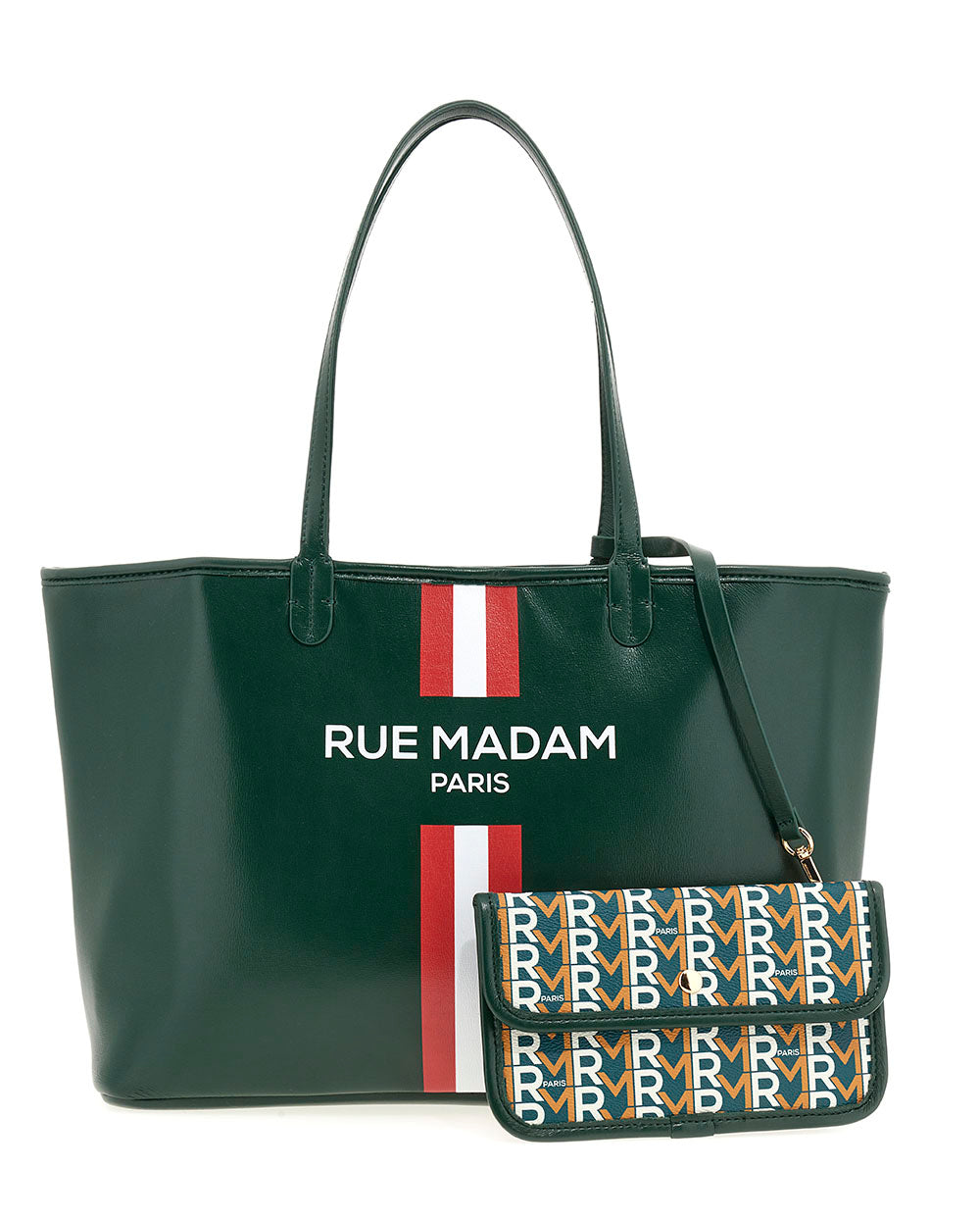 Bolso Shopping reversible verde bosque monograma  Rue Madam Paris