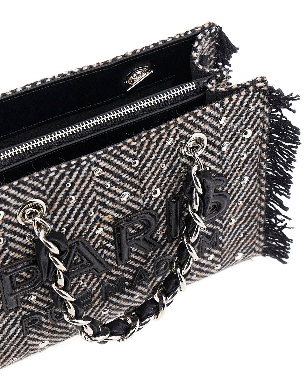Bolso Mini Tote Harris textura lana negra Rue Madam Paris