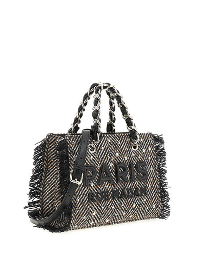 Bolso Mini Tote Harris textura lana negra Rue Madam Paris