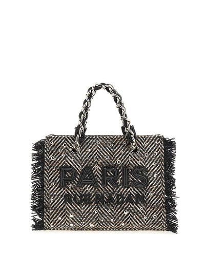 Bolso Mini Tote Harris textura lana negra Rue Madam Paris