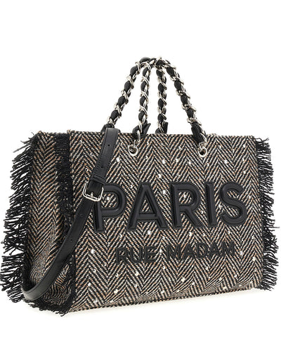 Bolso Tote Harris textura lana negra Rue Madam Paris