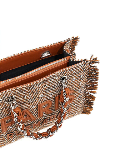 Bolso Mini Tote Harris textura lana marrón Rue Madam Paris