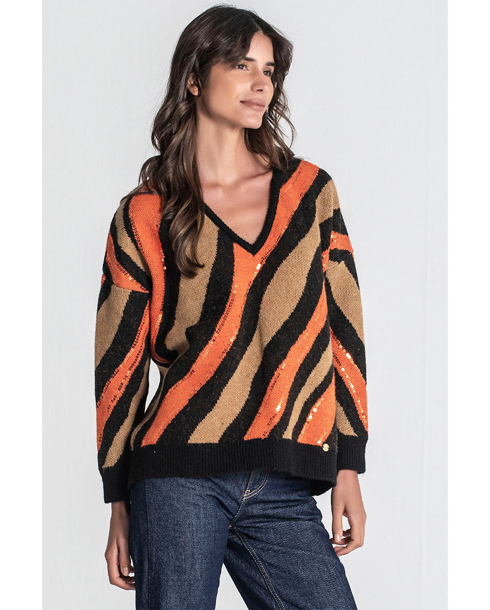 Jersey animal print lentejuelas naranja Rüga