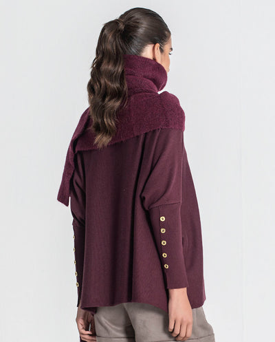 Bufanda cuello con cremallera borgoña Rüga