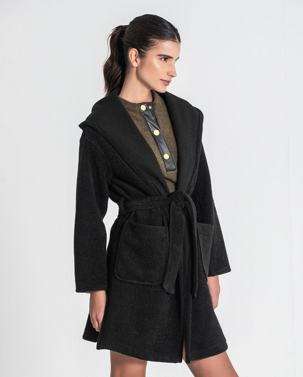Chaquetón capucha negro Rüga