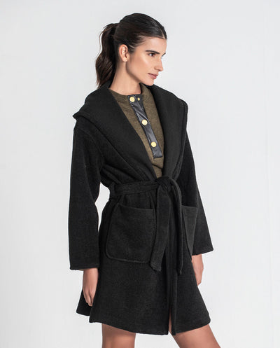 Chaquetón capucha negro Rüga