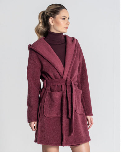 Chaquetón capucha borgoña Rüga