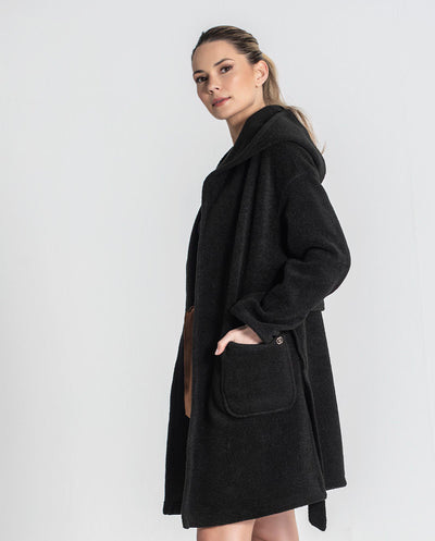 Chaquetón capucha negro Rüga