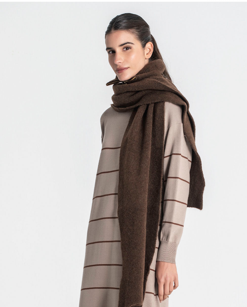 Bufanda cuello con cremallera marrón Rüga