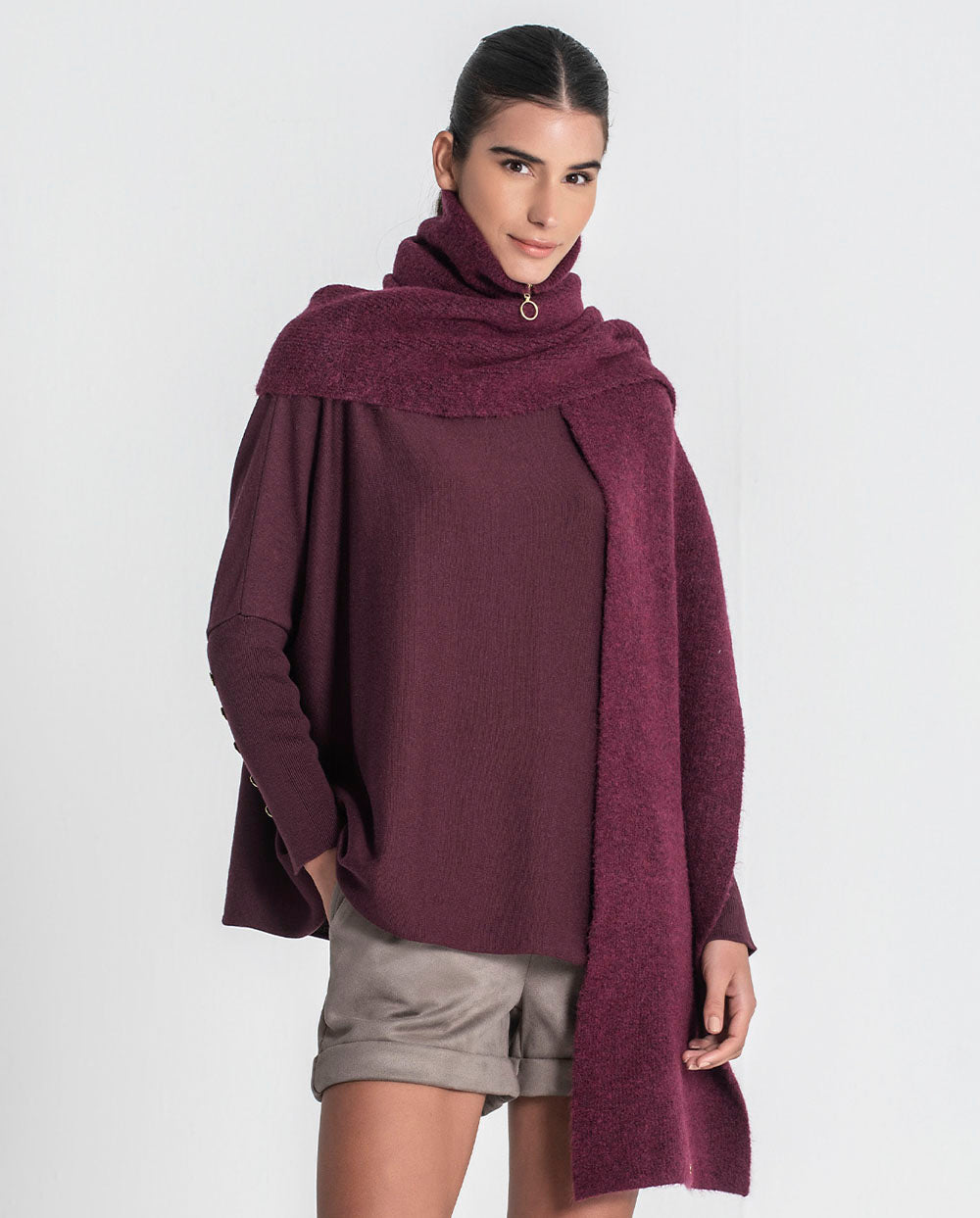 Bufanda cuello con cremallera borgoña Rüga