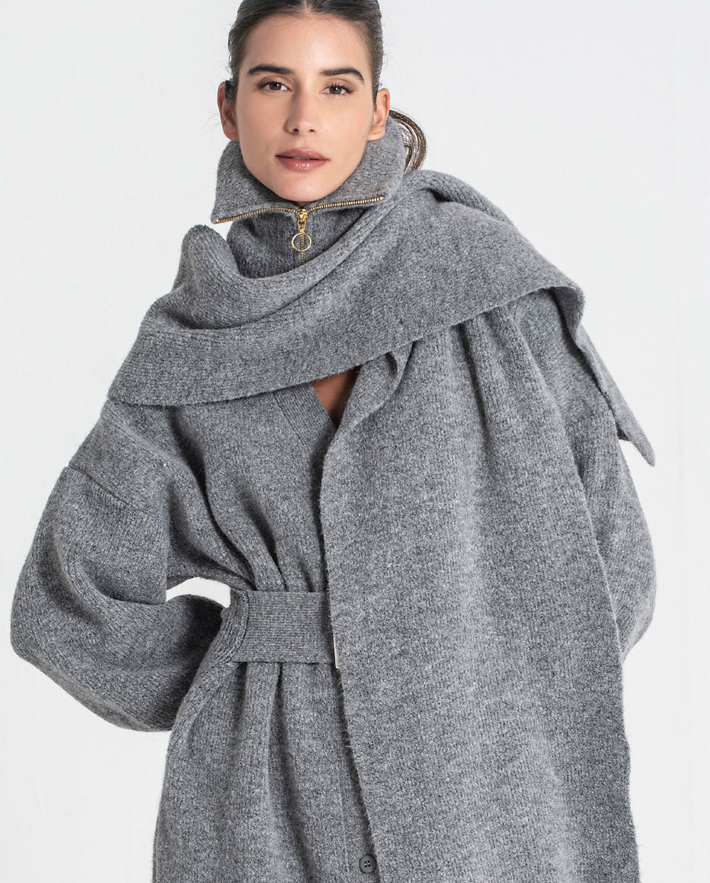 Bufanda con cremallera gris Rüga
