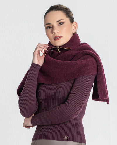 Bufanda cuello con cremallera borgoña Rüga