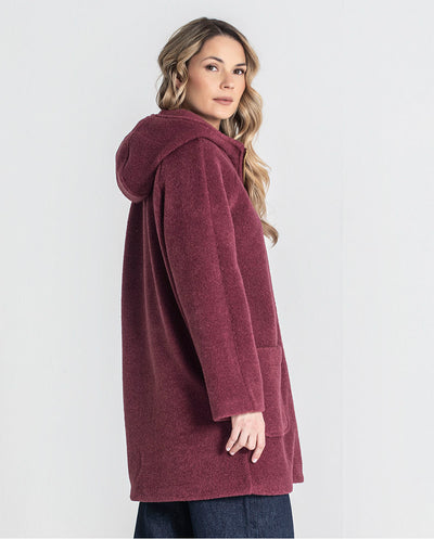 Chaquetón capucha borgoña Rüga