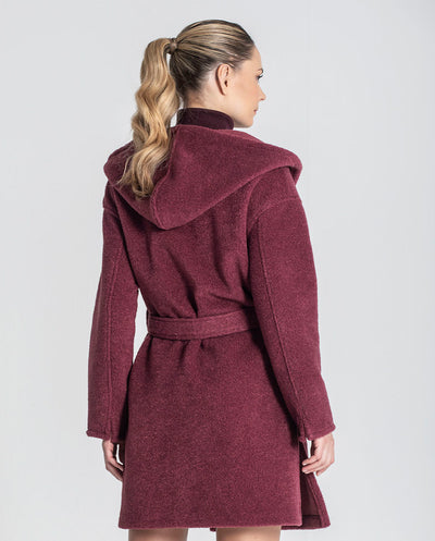 Chaquetón capucha borgoña Rüga