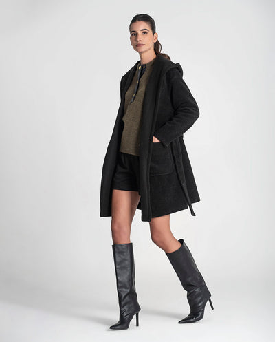 Chaquetón capucha negro Rüga