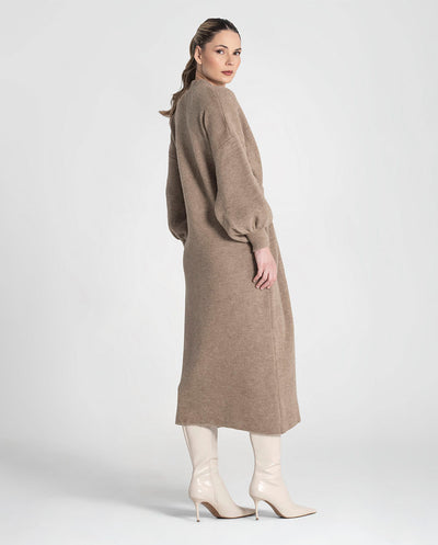 Vestido Cardigan de punto con cinturón topo Rüga