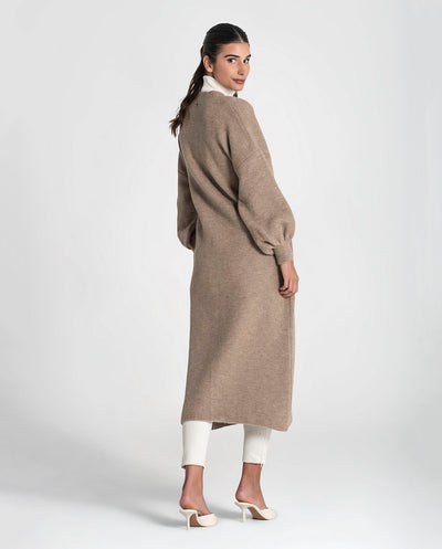 Vestido Cardigan de punto con cinturón topo Rüga