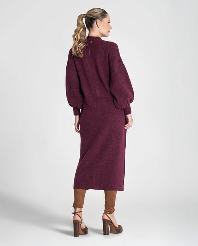 Vestido Cardigan de punto con cinturón borgoña Rüga