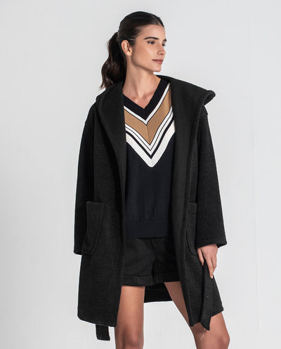 Chaquetón capucha negro Rüga