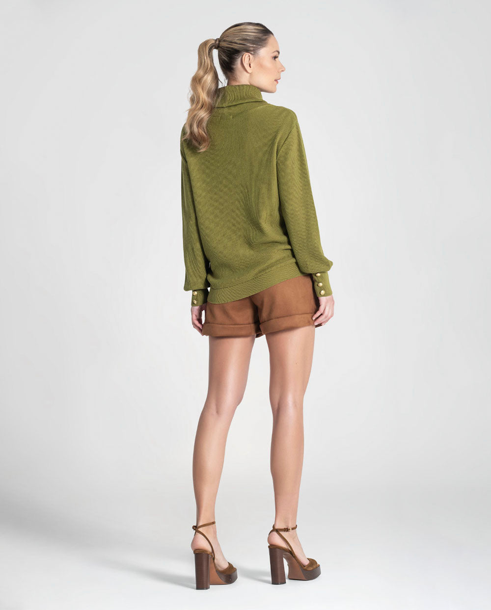 Jersey cuello vuelto RG relieve oliva Rüga